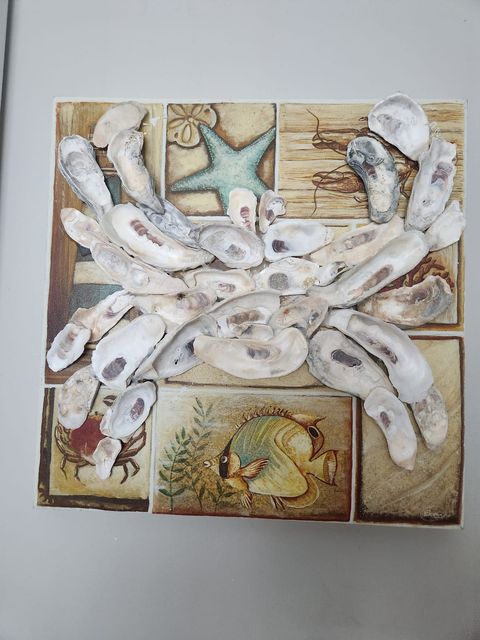 Oyster shell art made by the owner